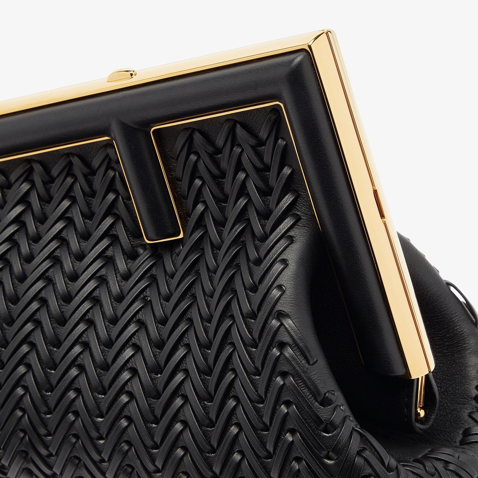 Fendi First SmallBlack interlaced leather bag Product Image