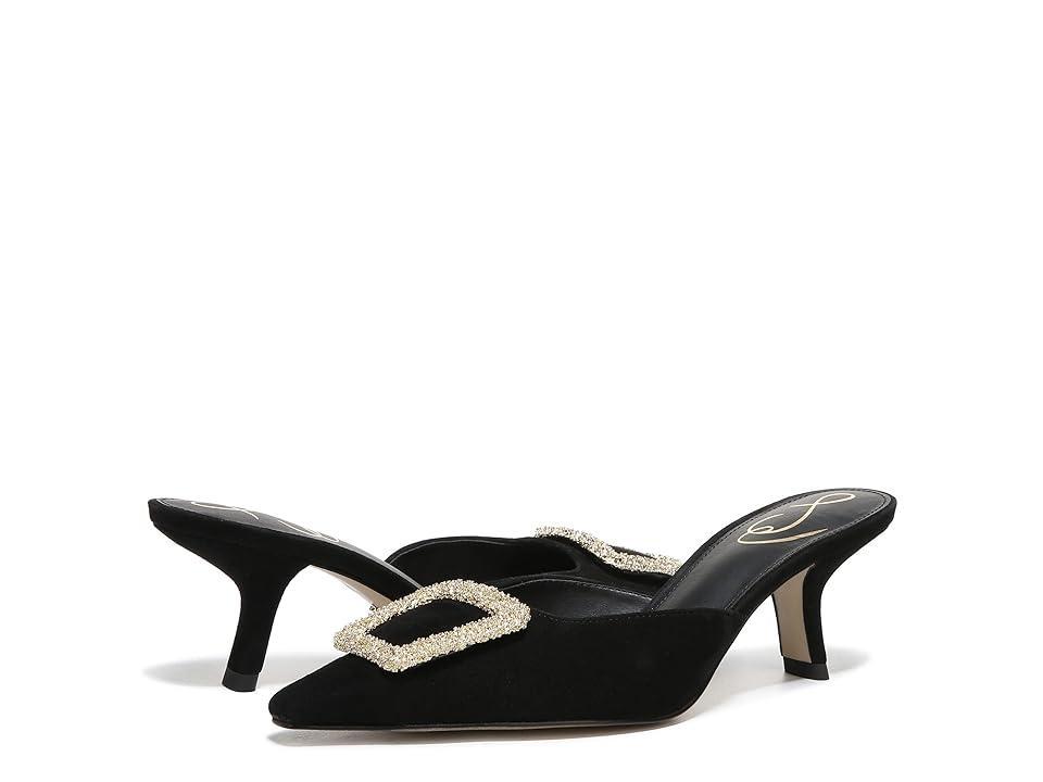 Sam Edelman Brit Suede Oversized Embellished Buckle Detail Mules Product Image