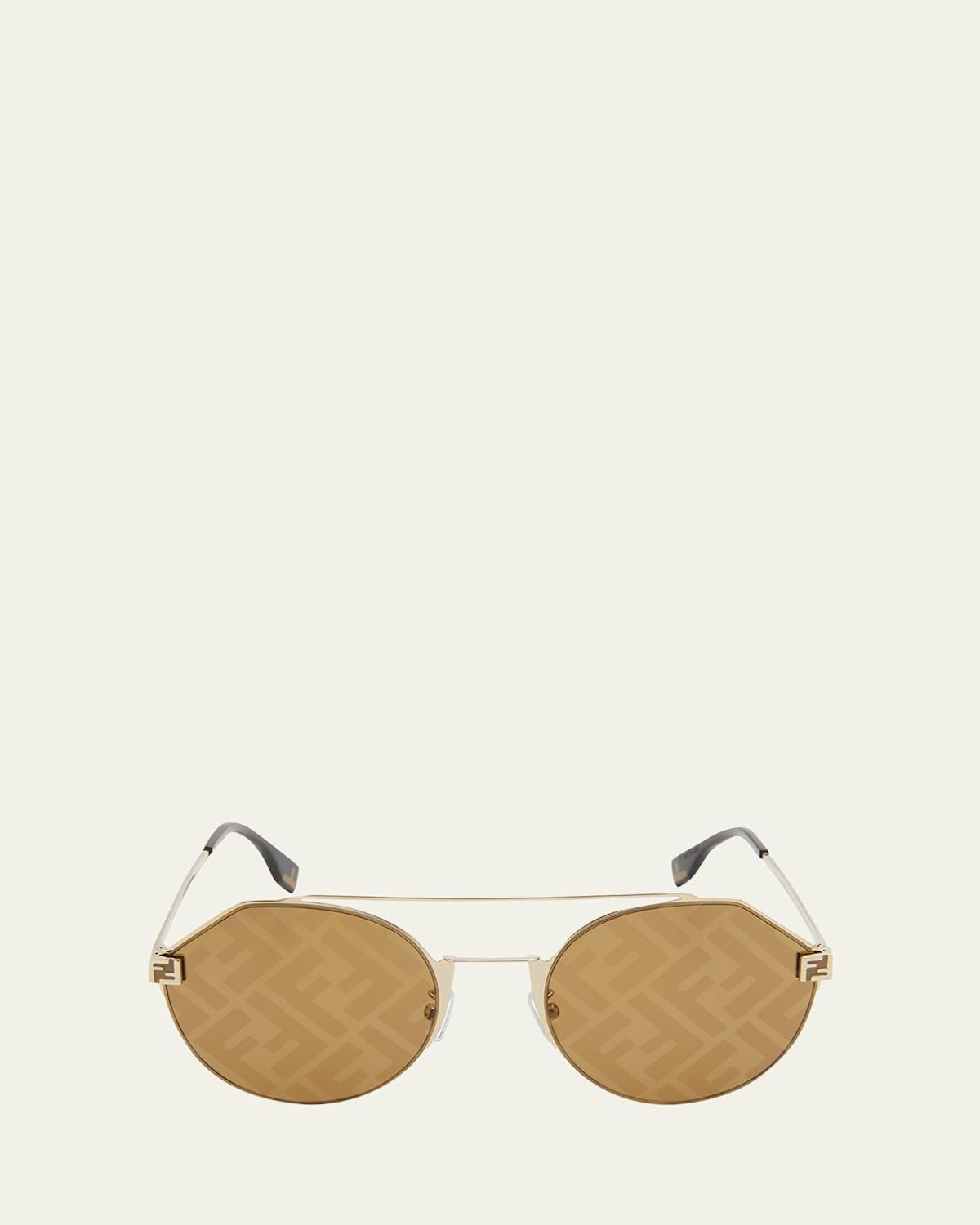 Mens Monogram Lens Metal Round Sunglasses Product Image