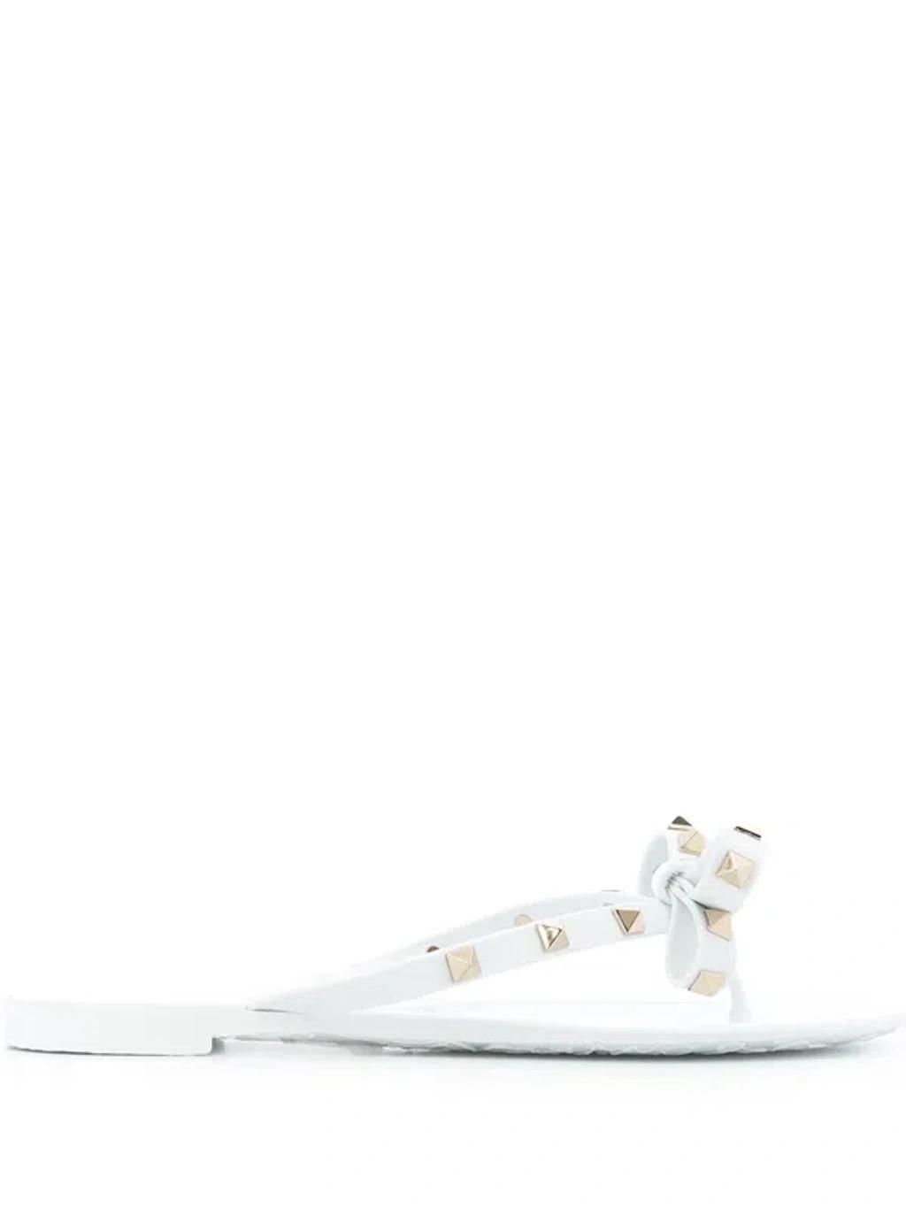 Rockstud Rubber Thong Sandals In White Product Image