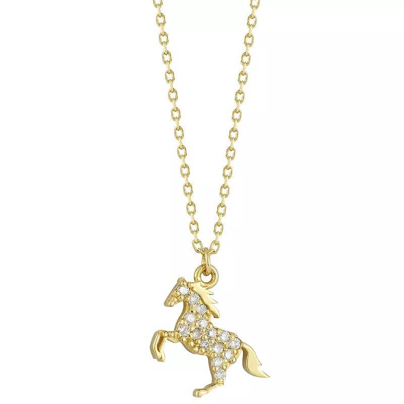 LUMINOR GOLD 14k Gold Diamond Accent Horse Pendant Necklace, Womens Product Image