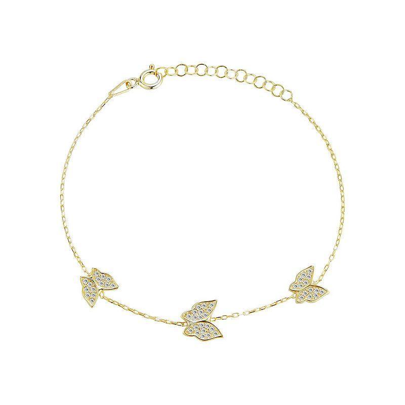 Sunkissed Sterling Cubic Zirconia Triple Butterfly Bracelet, Womens, Gold Tone Product Image