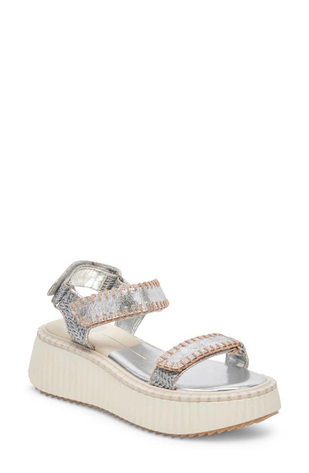 Debra Platform Sandal In Silver Distressed Leather Product Image