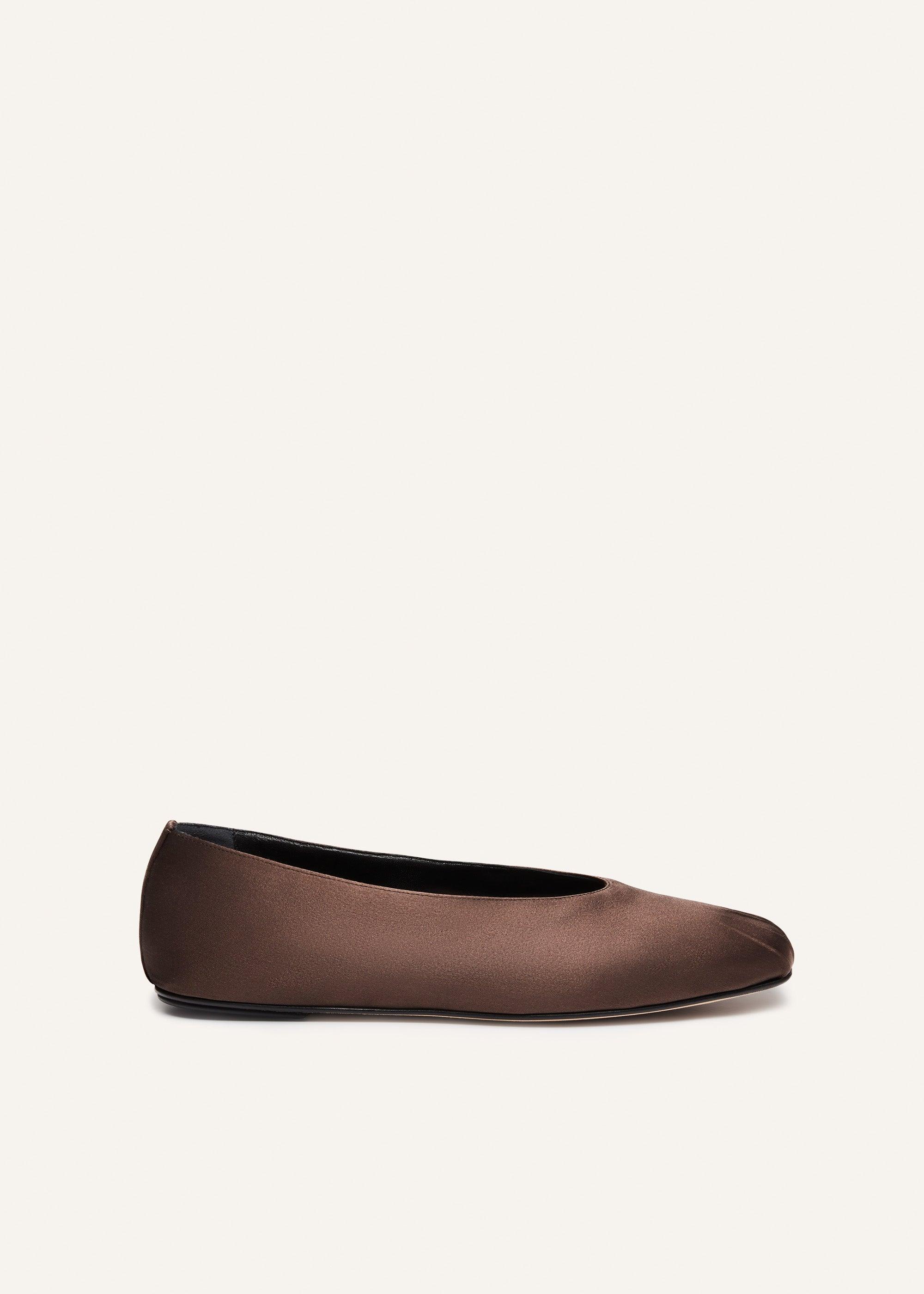 Satin ballet flats in chocolate Product Image