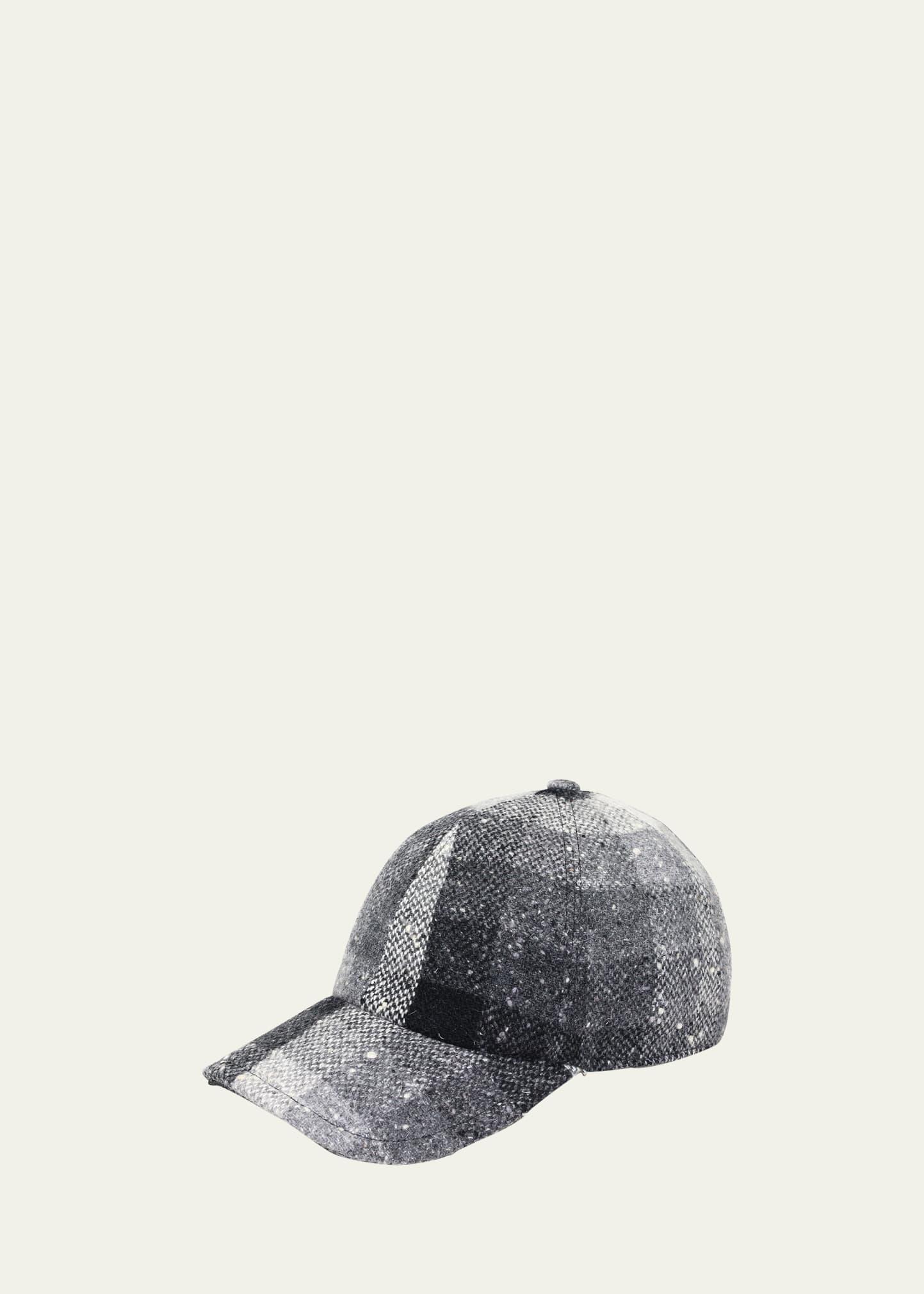 Mens Wool-Cotton Check Baseball Cap Product Image