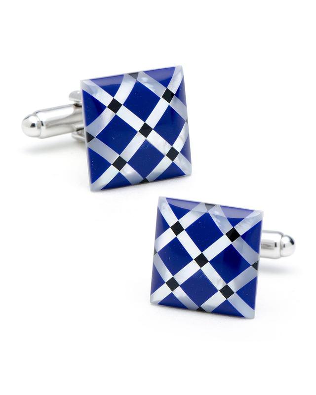 Mother-of-Pearl Diamond Cuff Links, Blue Product Image