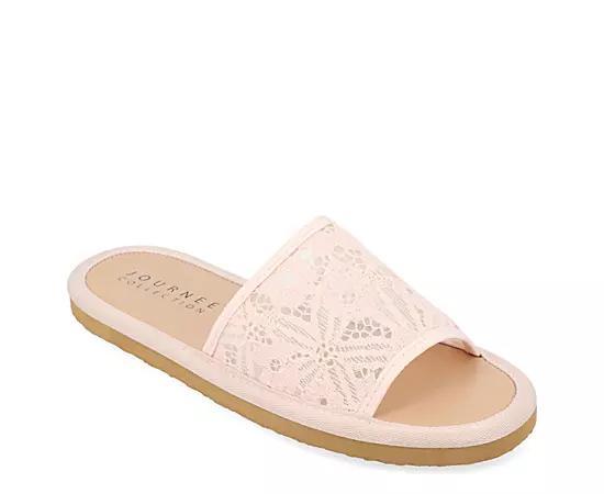 Journee Collection Womens Eniola Lace Flat Slide Sandals Product Image