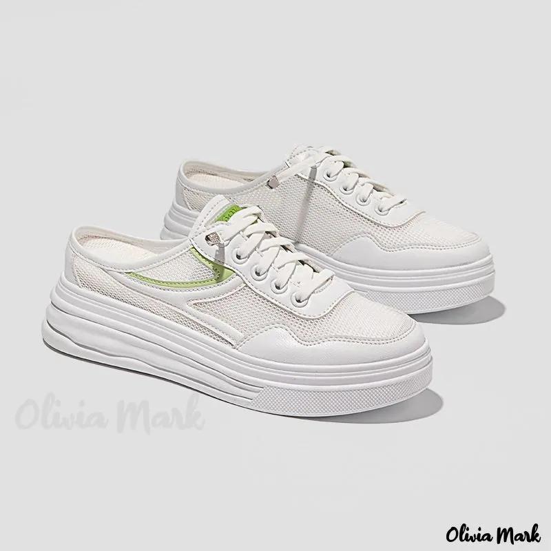 Olivia Mark – White Casual Sneakers with Height Increase Inside Product Image