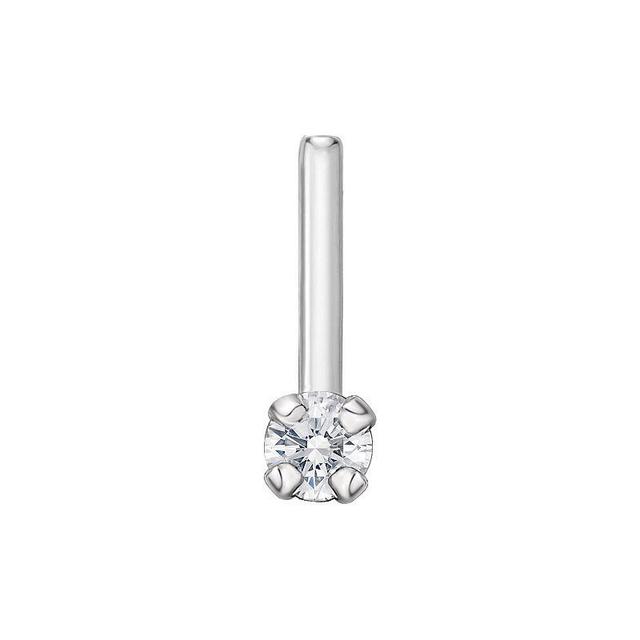 Lila Moon 14k Gold Lab-Grown Diamond Accent L-Shape Nose Stud, Womens, 14k White Gold Product Image