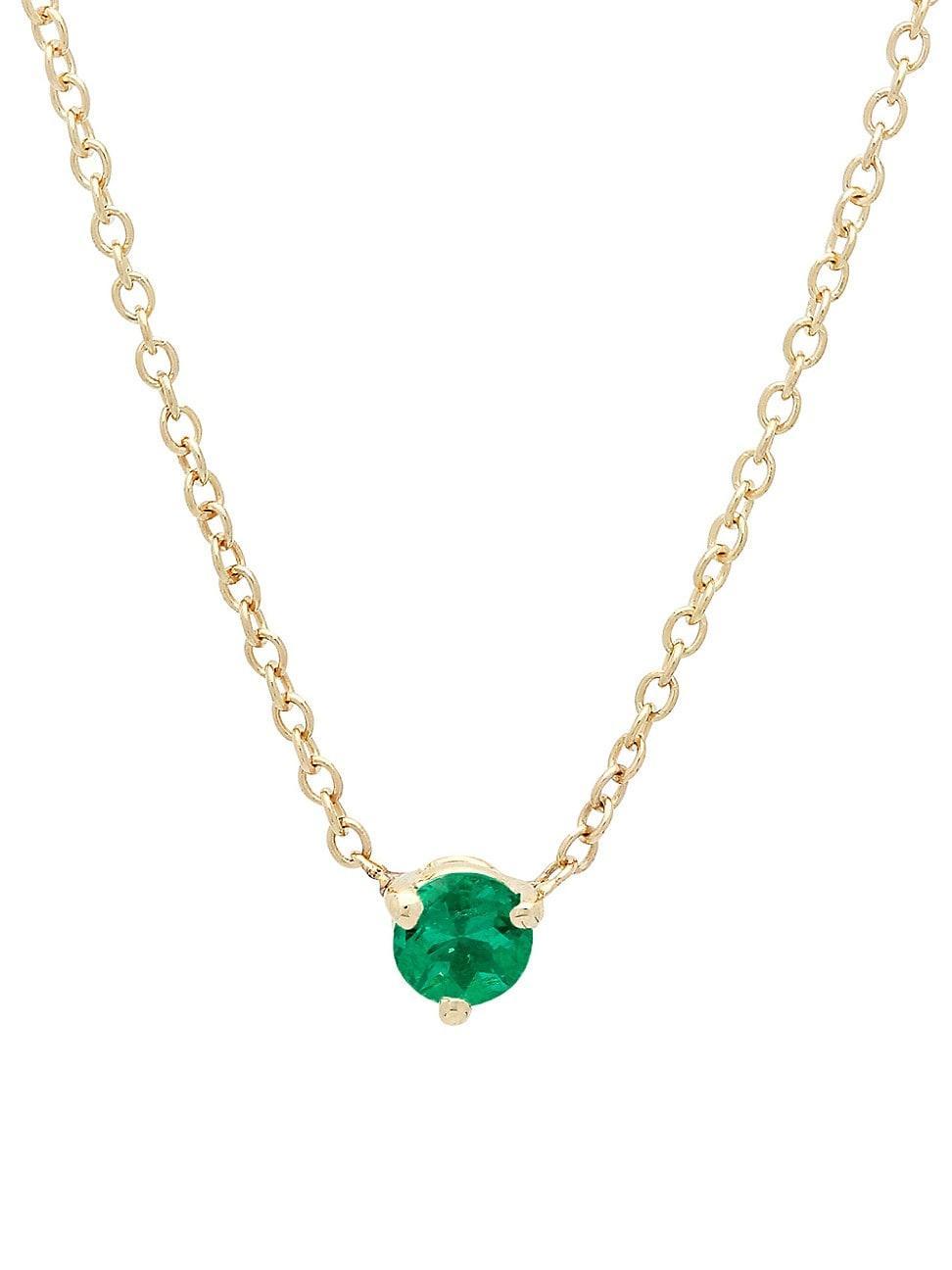 Womens 14K Yellow Gold & Emerald Pendant Necklace Product Image