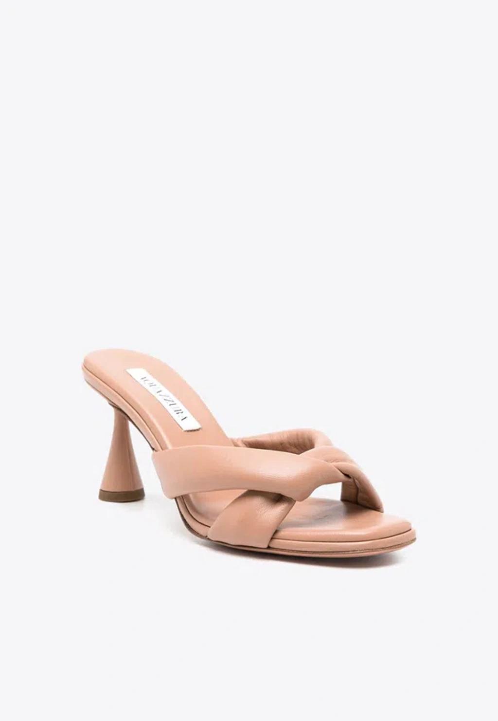 Amore 95mm Twisted Leather Mules In Pink Product Image