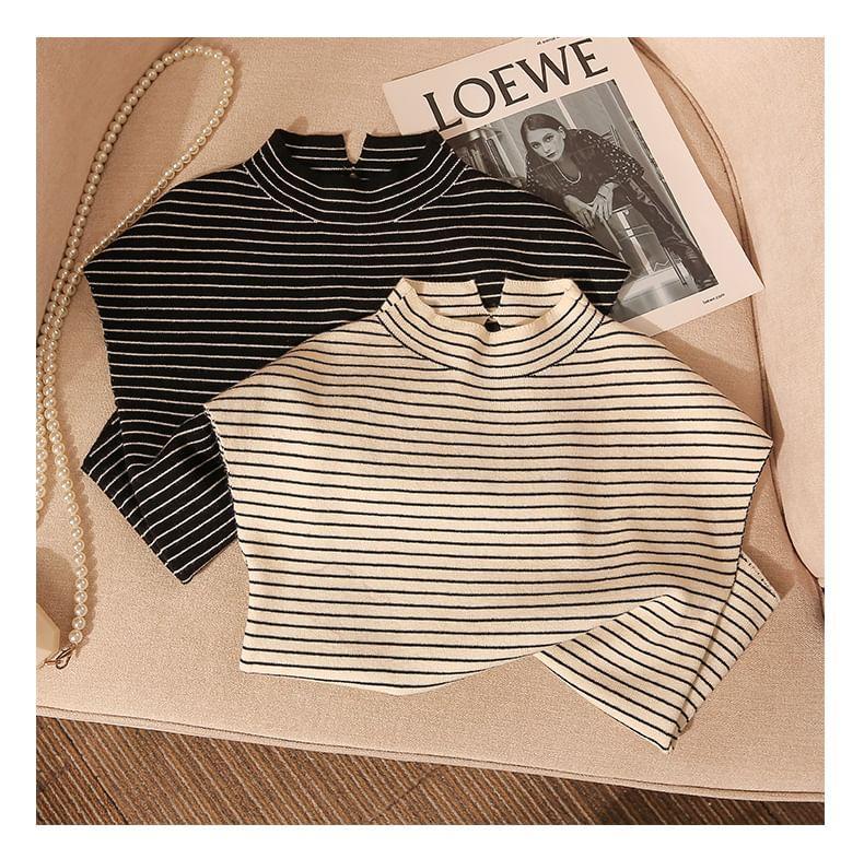 Sleeveless High Neck Striped Knitted Top Product Image