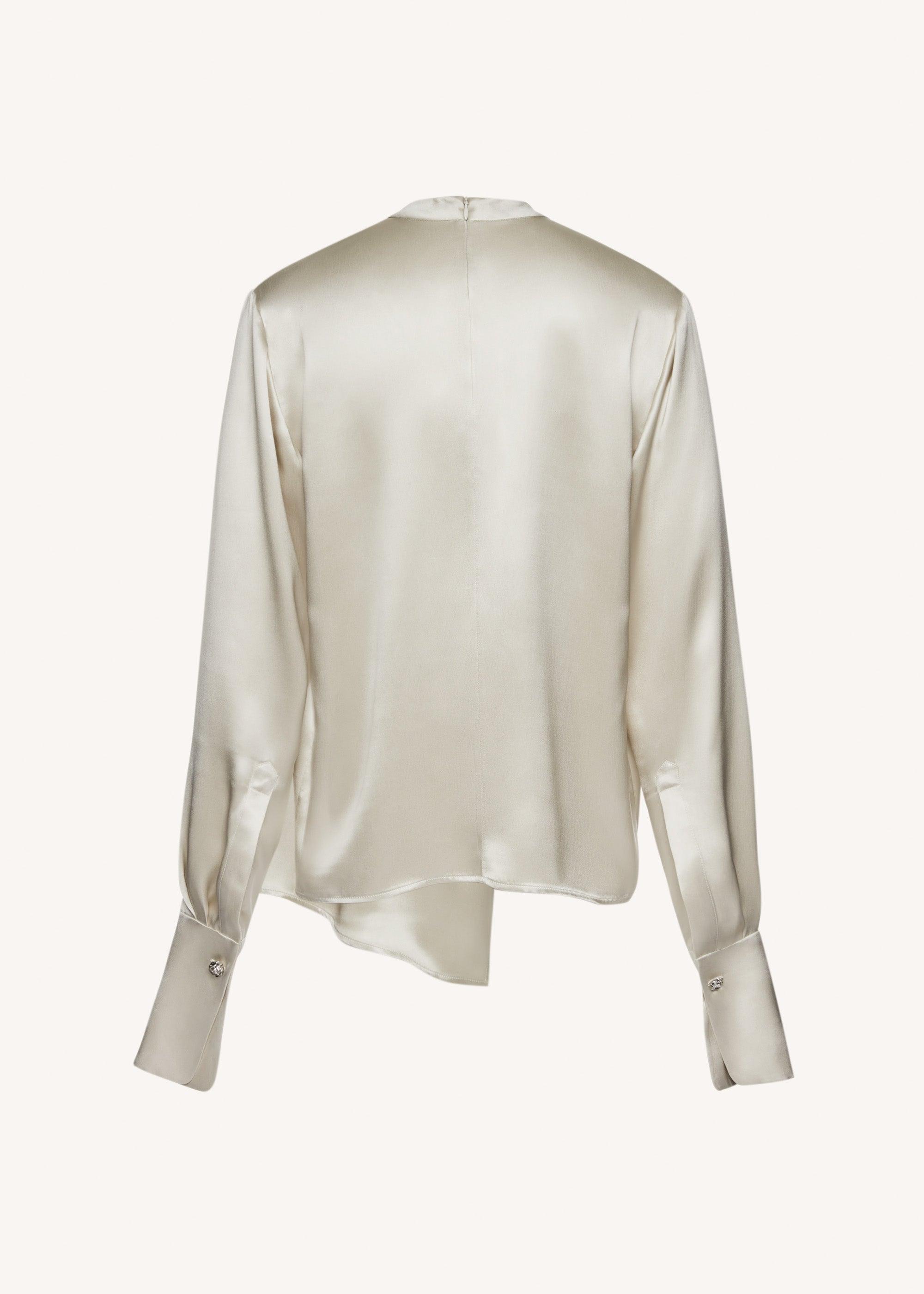 Round neck silk blouse in grey Product Image