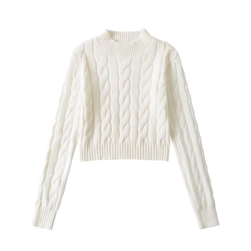 Mock Neck Cable Knit Sweater Product Image