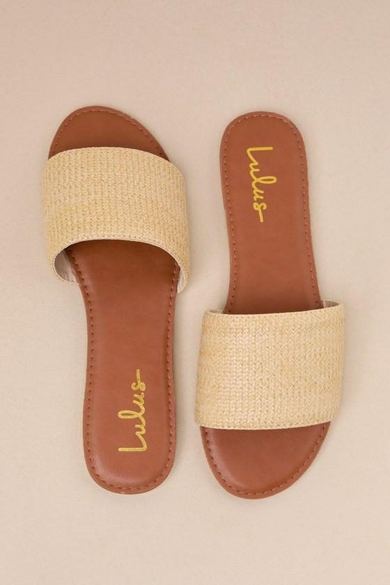 Addison Raffia Slide Sandals Product Image