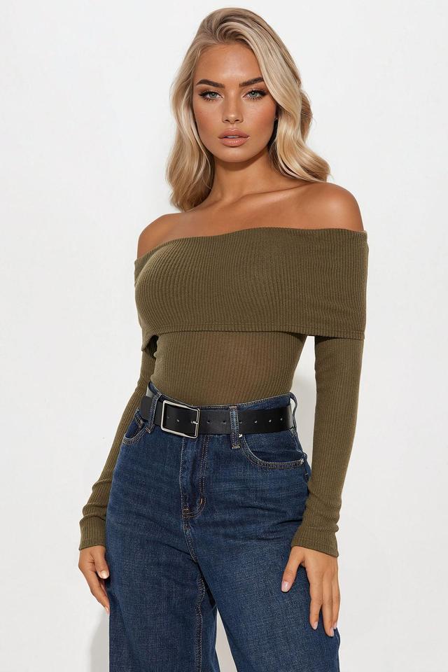 Samantha Sweater Bodysuit - Olive Product Image