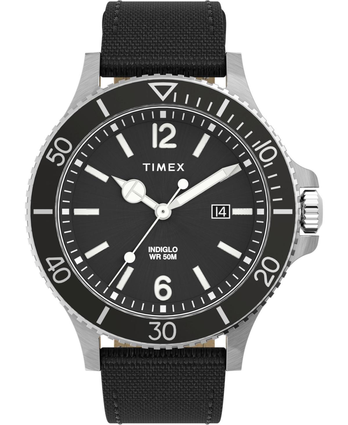 Timex Mens Harborside Black Fabric Watch 42mm Product Image