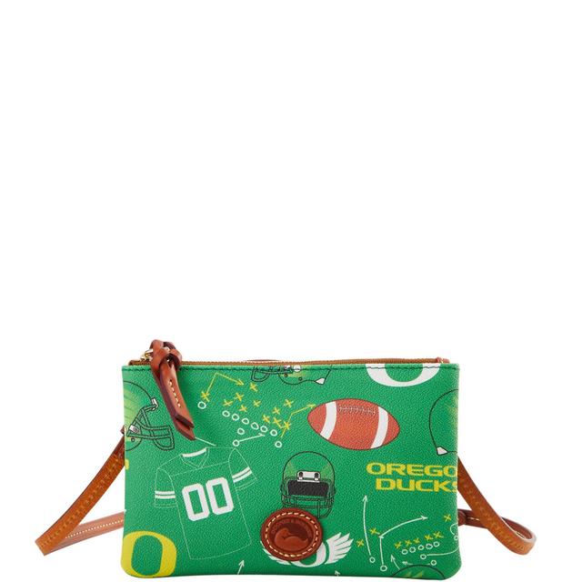 Dooney & Bourke Womens Collegiate University of Oregon Top Zip Crossbody Coated Cotton Shoulder Bag in Green Product Image