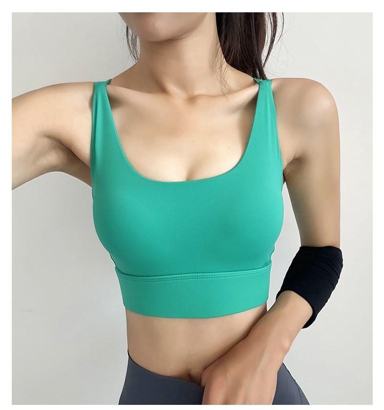 Strappy Plain Sports Bra Product Image