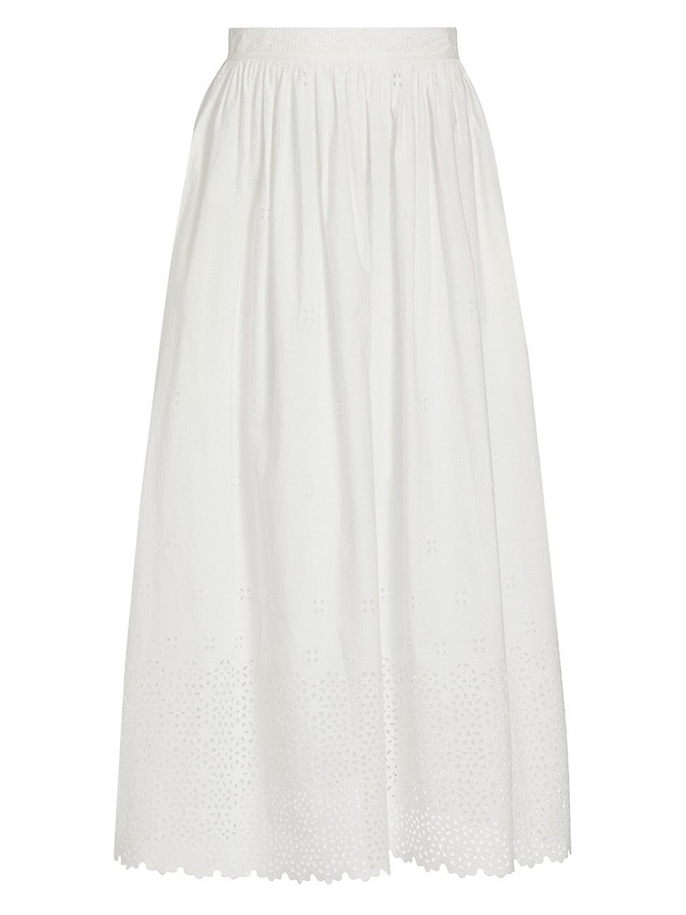 Womens Marisol Cotton Eyelet Midi-Skirt Product Image