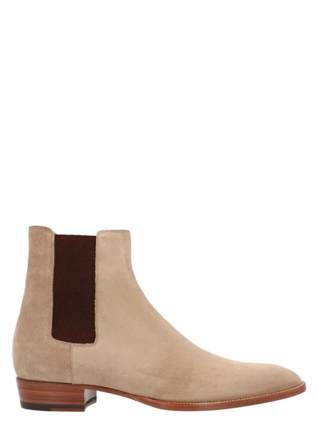 SAINT LAURENT Wyatt Suede Chelsea Boots In 9870 New Sigaro Product Image