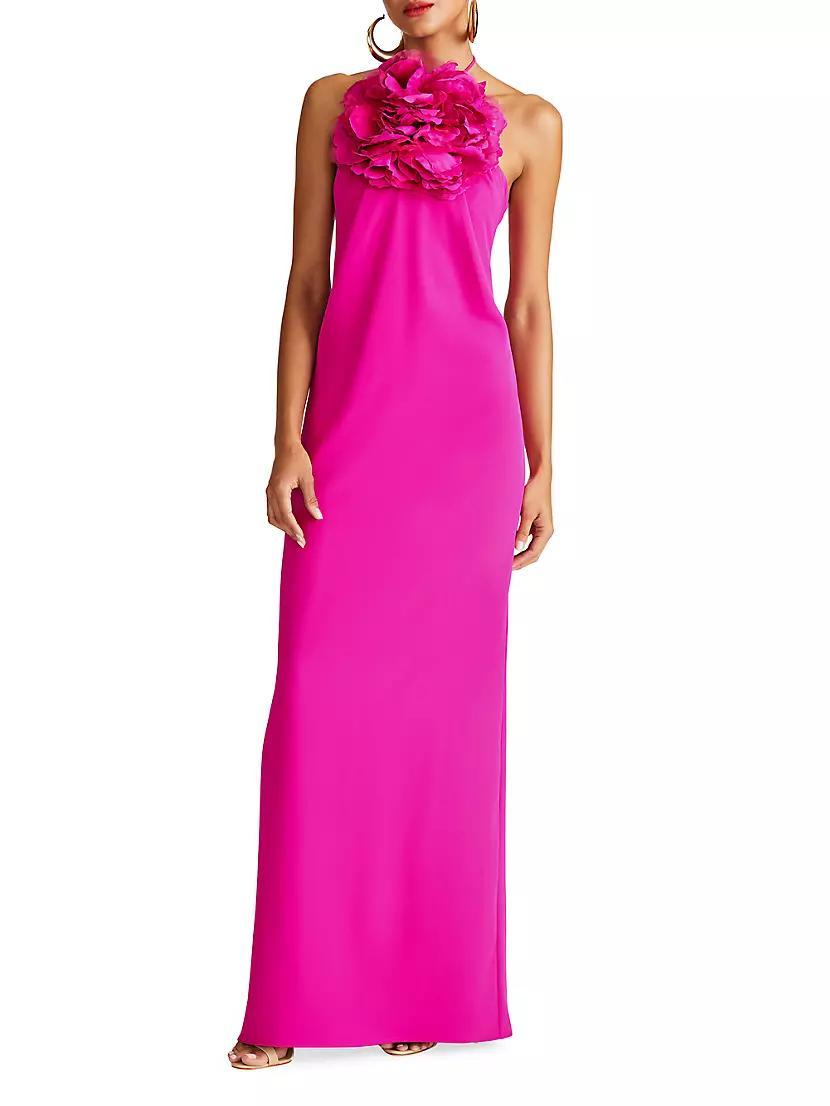 Onika Floral Appliqué Halter Gown Product Image