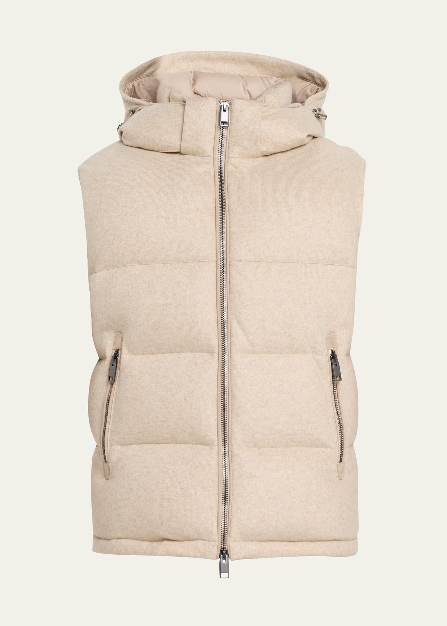 Mens Cashmere-Wool Hooded Puffer Vest Product Image