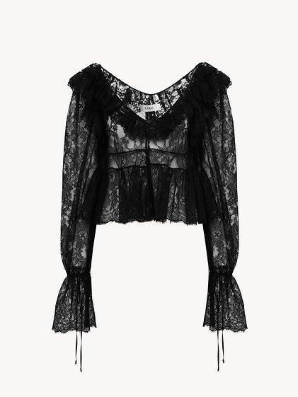 V-neck cropped top in lace Product Image