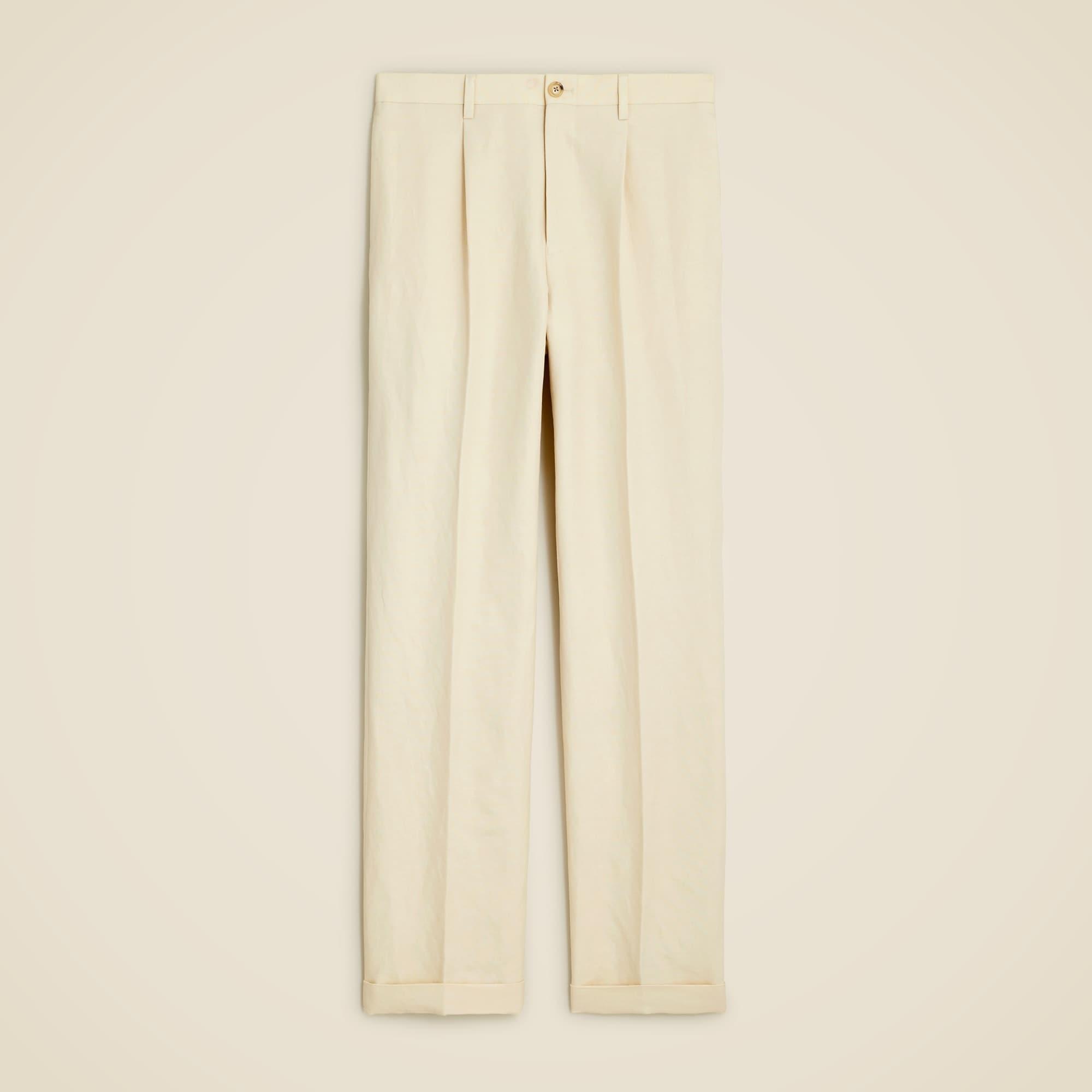 Crosby Classic-fit pleated suit pant in Italian linen-cotton blend Product Image