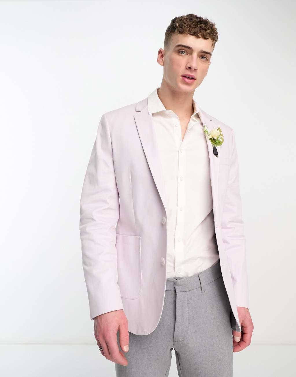 ASOS DESIGN wedding skinny cotton blazer product image