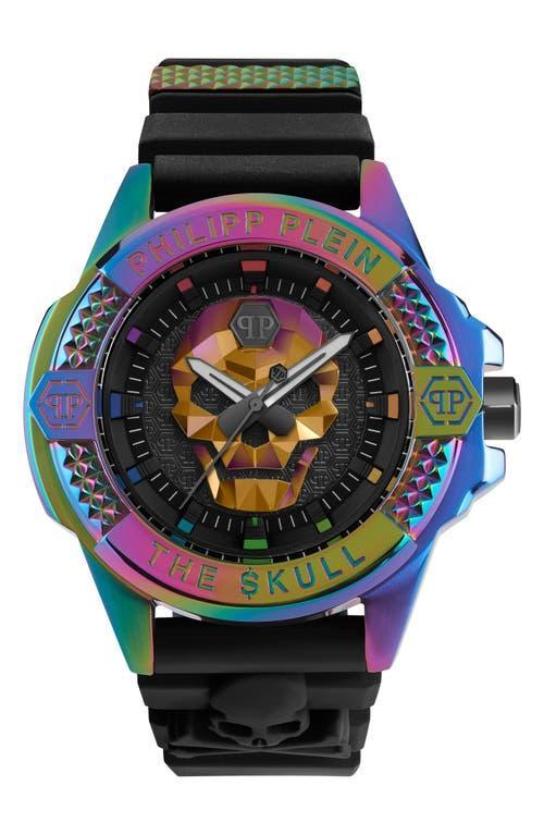 Philipp Plein Mens The $kull Black Silicone Strap Watch 44mm Product Image