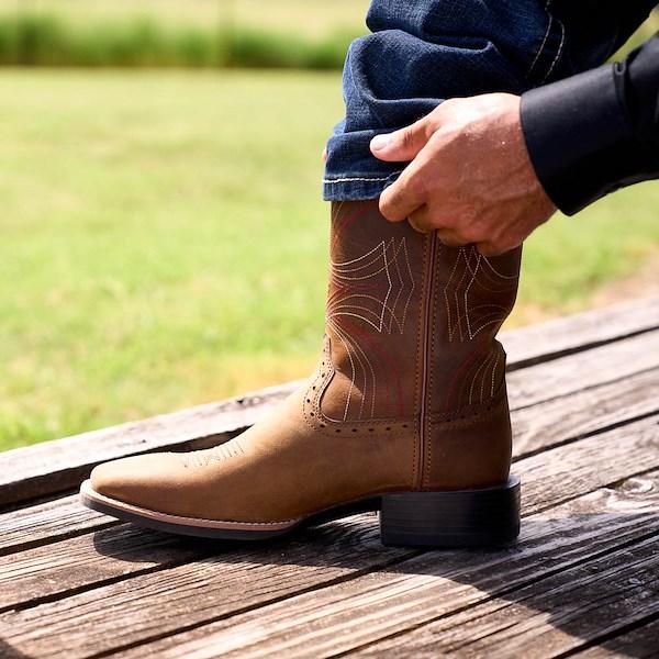 Mens Ariat Sport Wide Square Toe Western Boot - Distressed Product Image