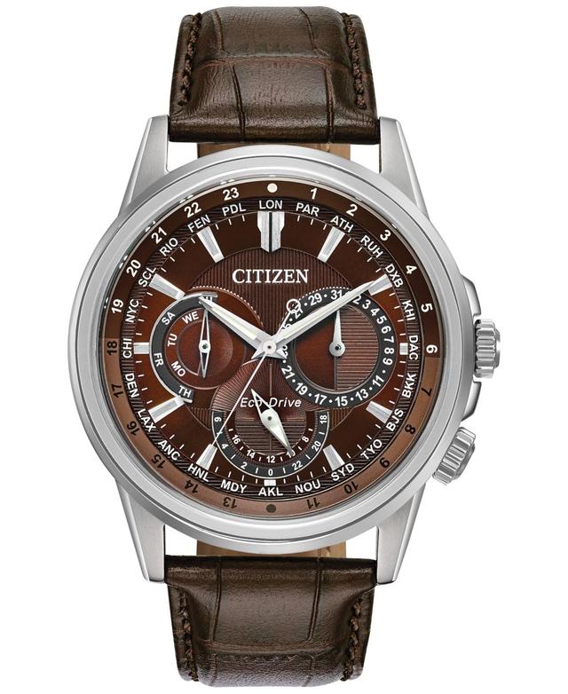 Citizen Eco-Drive Mens Calendrier Brown Leather Strap Watch 44mm Product Image