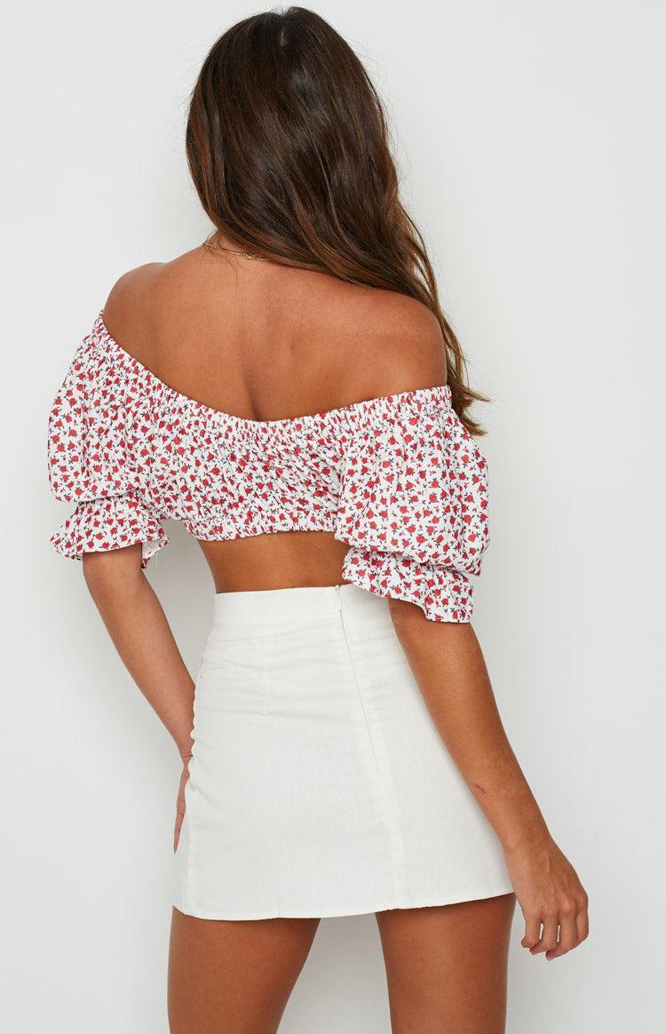 Alannah Crop Top White Floral Product Image