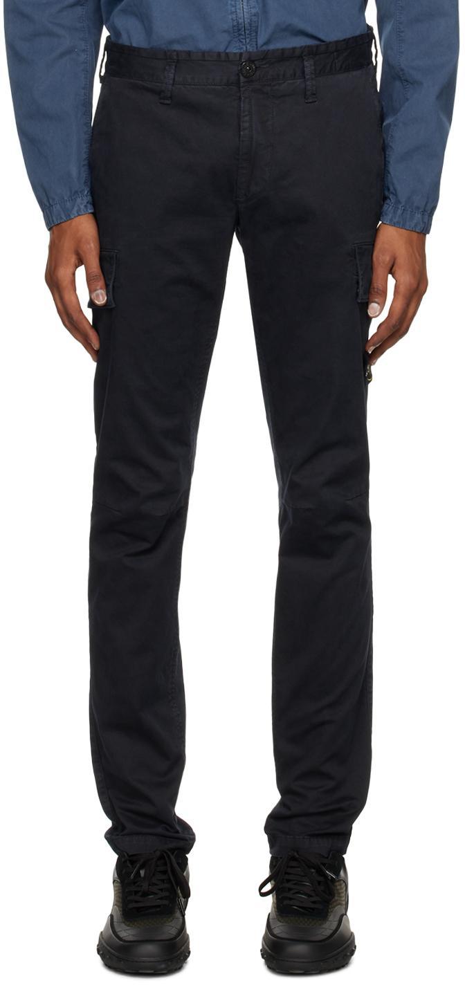 STONE ISLAND Navy Patch Cargo Pants In Blue Product Image