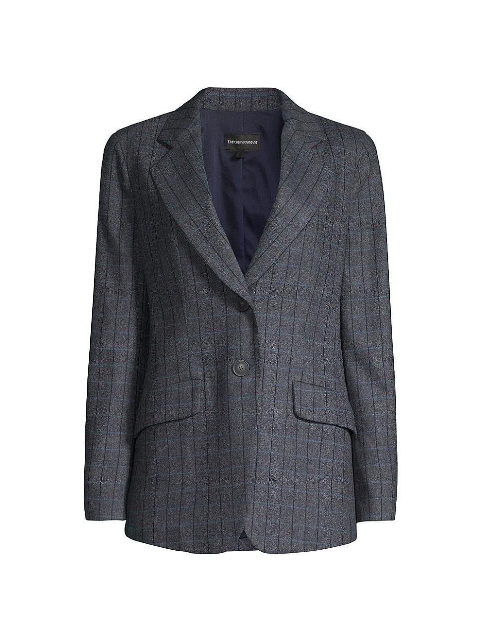 Womens Lightweight Wool Check Blazer Product Image