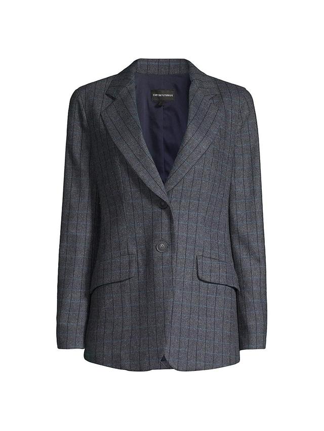 Womens Lightweight Wool Check Blazer Product Image