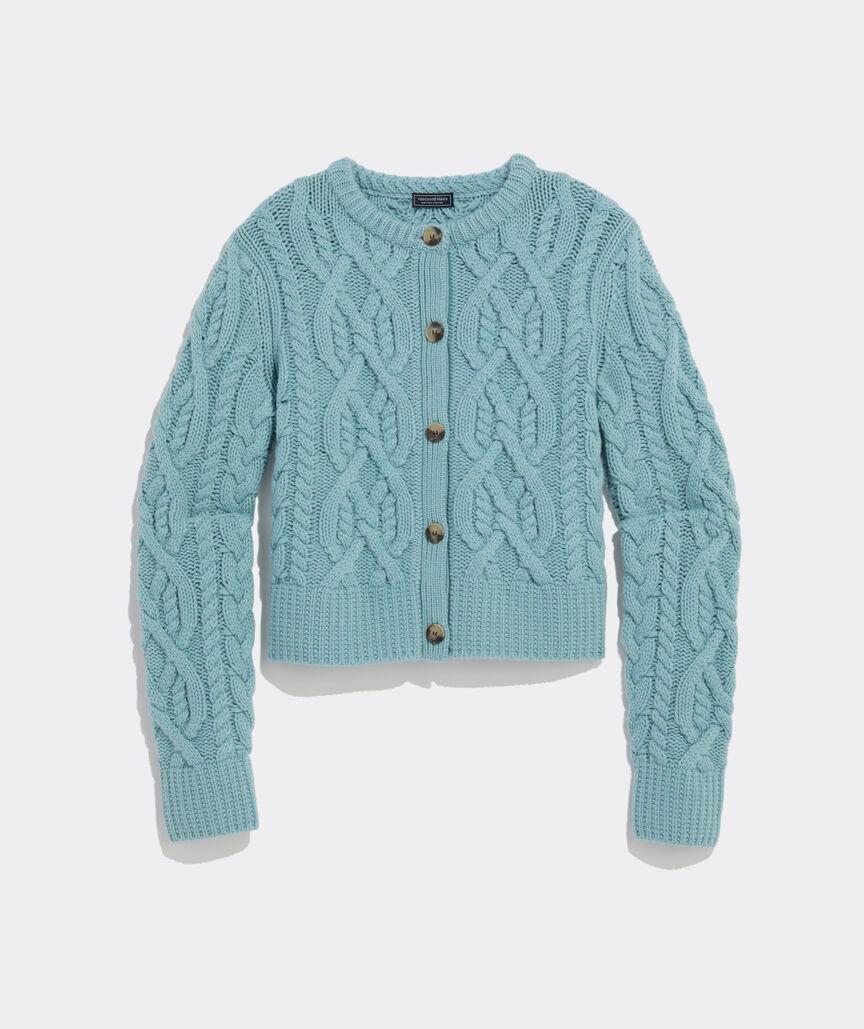 Merino Wool Cashmere Blend Cable Cardigan Product Image