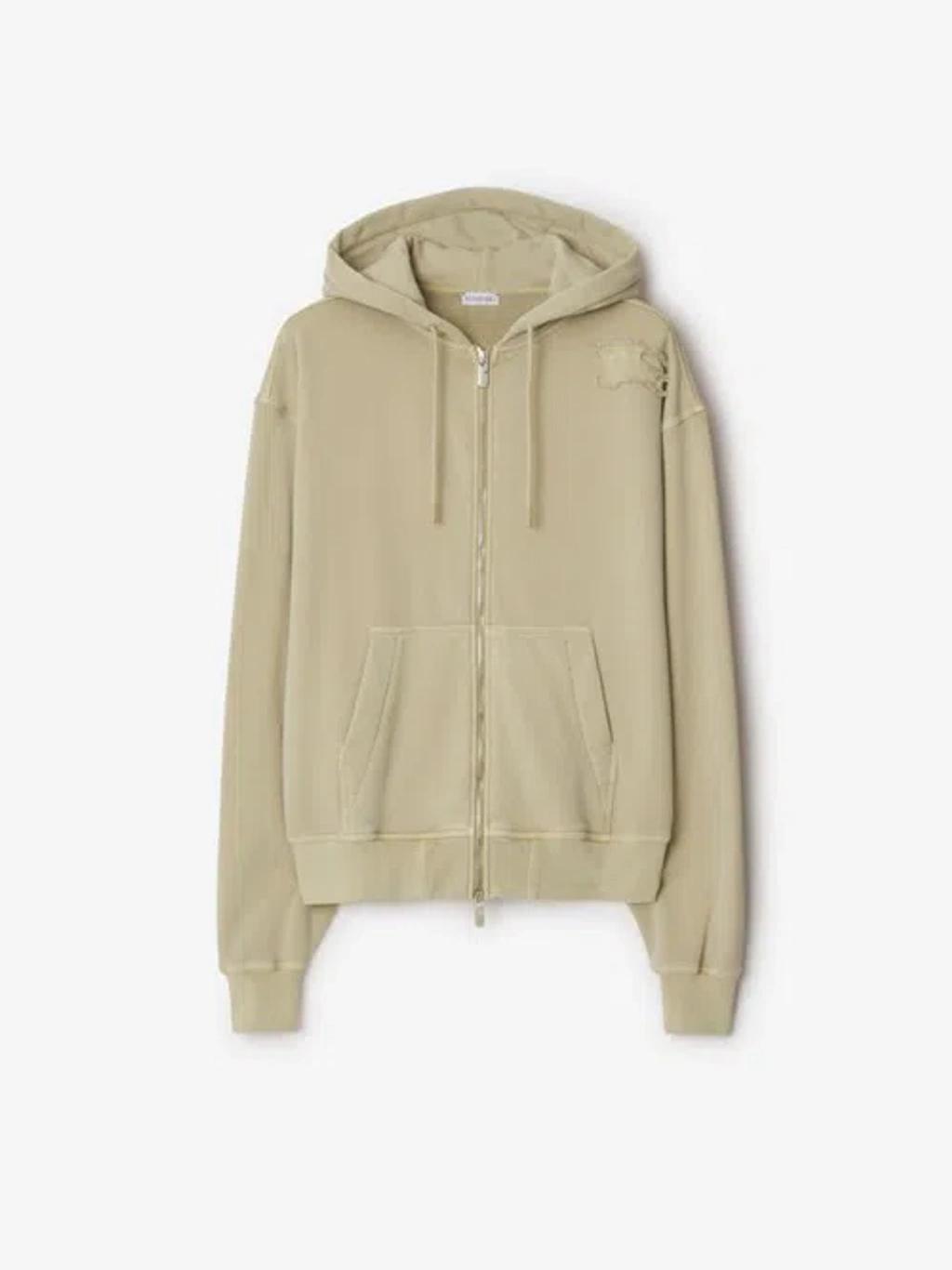 BURBERRY Cotton Blend Zip Hoodie In Safari Product Image