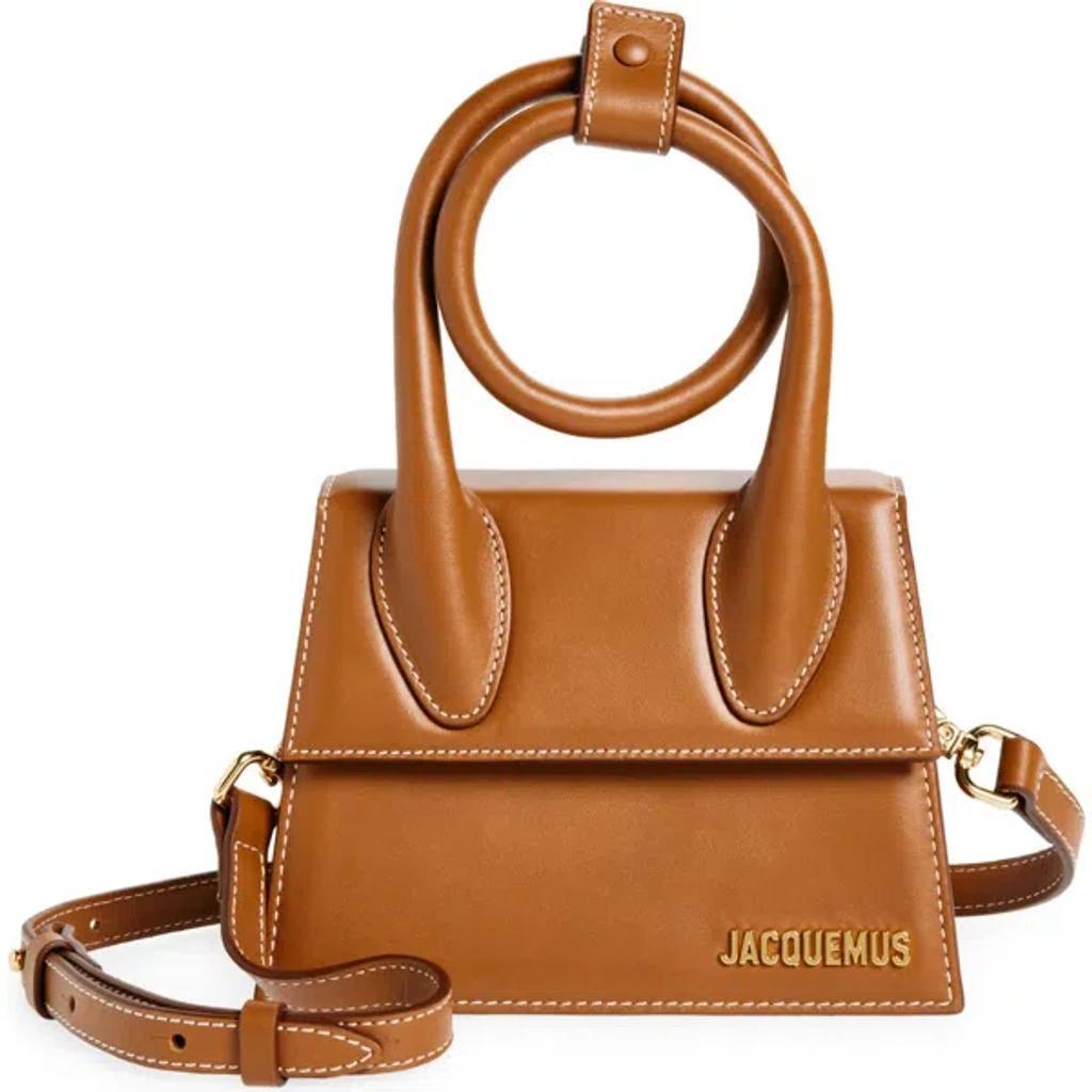 JACQUEMUS Le Chiquito Noeud Leather Crossbody Bag In Light Brown Product Image