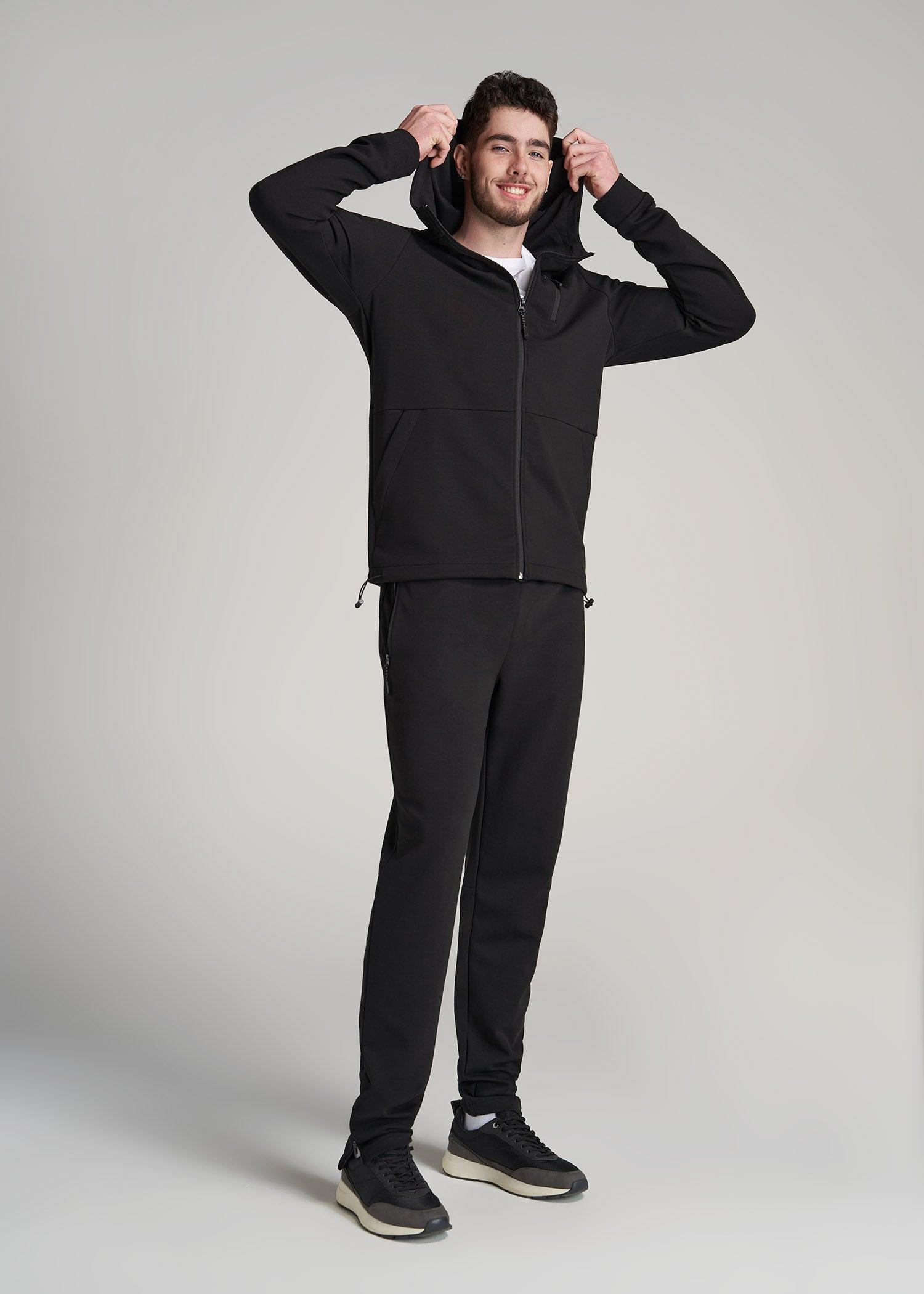 Tall Men's Tech-Knit Long Track Jacket in Black Male Product Image