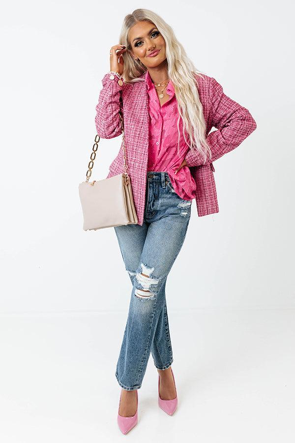 Dreaming Bigger Tweed Blazer In Pink Product Image