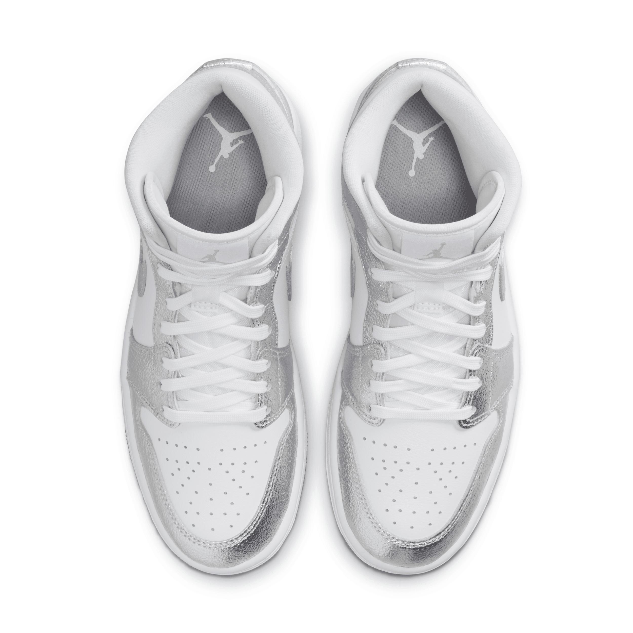 Jordan Womens 1 Mid SE - Shoes White/Silver Product Image