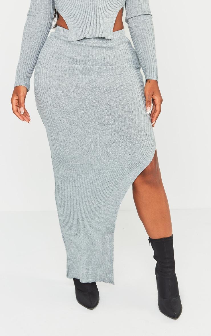 Shape Light Grey Knit Split Side Midaxi Skirt Product Image