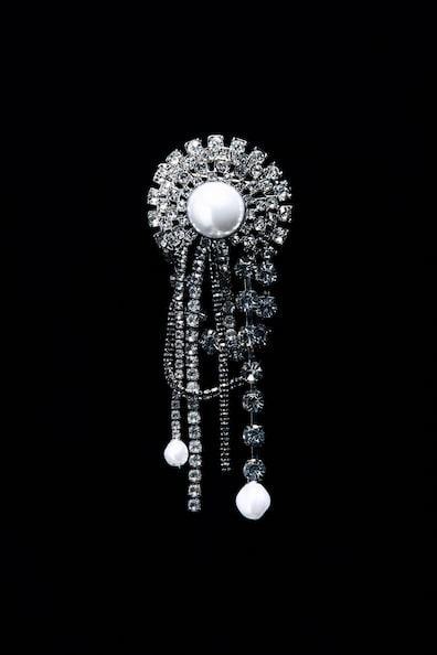 Rhinestone-Embellished Pendant Brooch Product Image