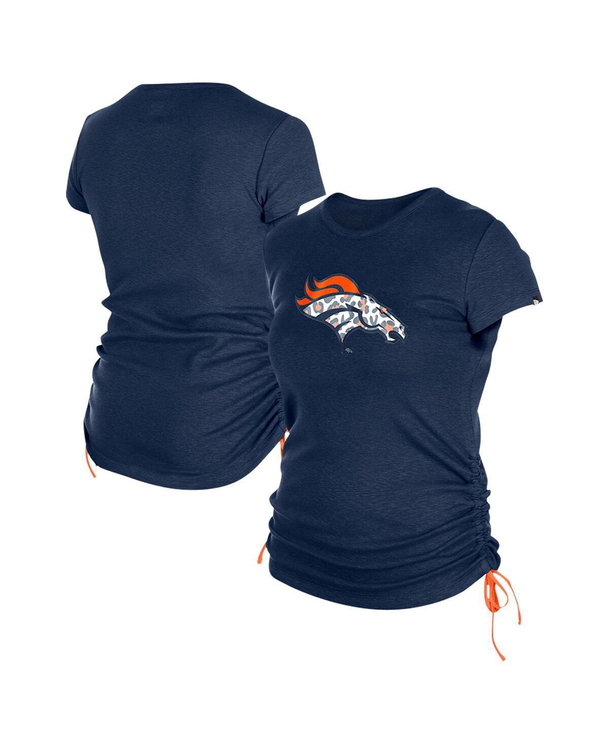 New Era Womens Navy Denver Broncos Ruched Side T-Shirt Product Image