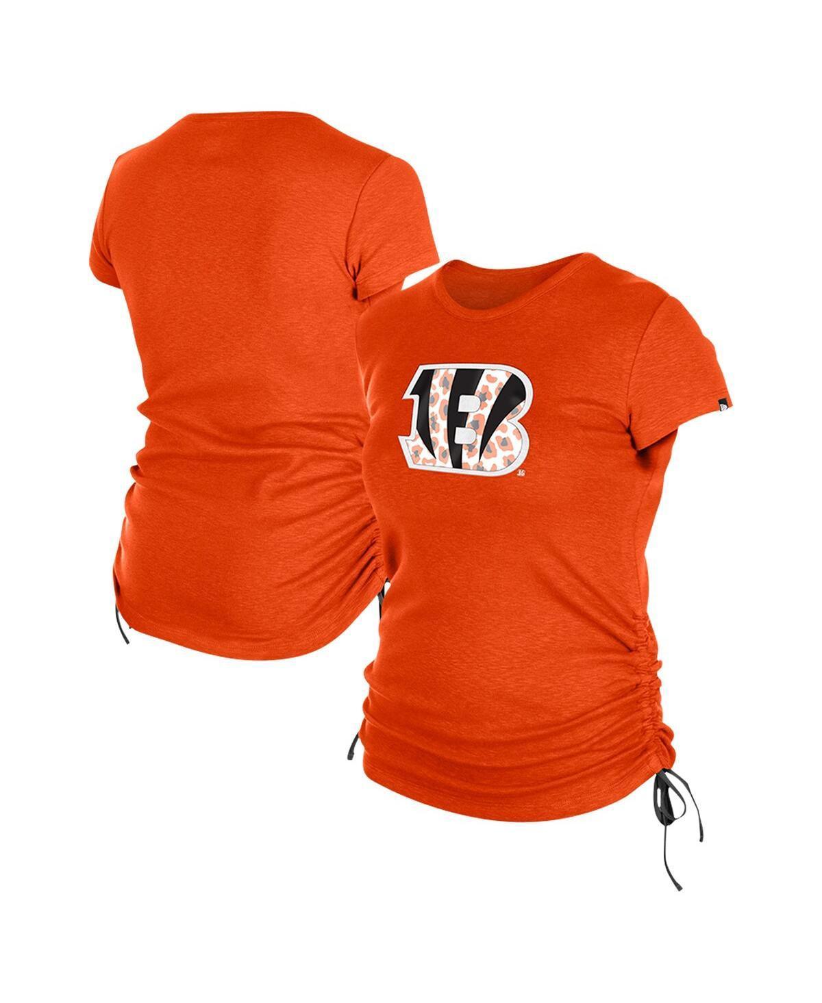 New Era Womens Orange Cincinnati Bengals Ruched Side T-Shirt Product Image