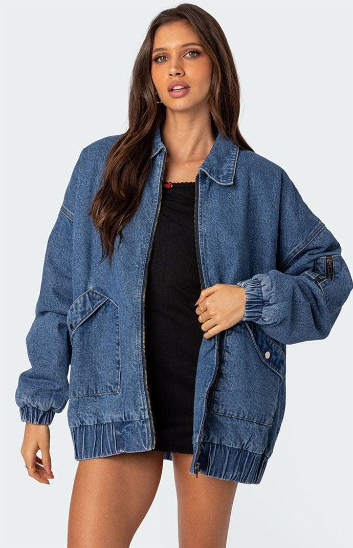 Edikted Women's Sophie Oversized Washed Denim Coat Product Image