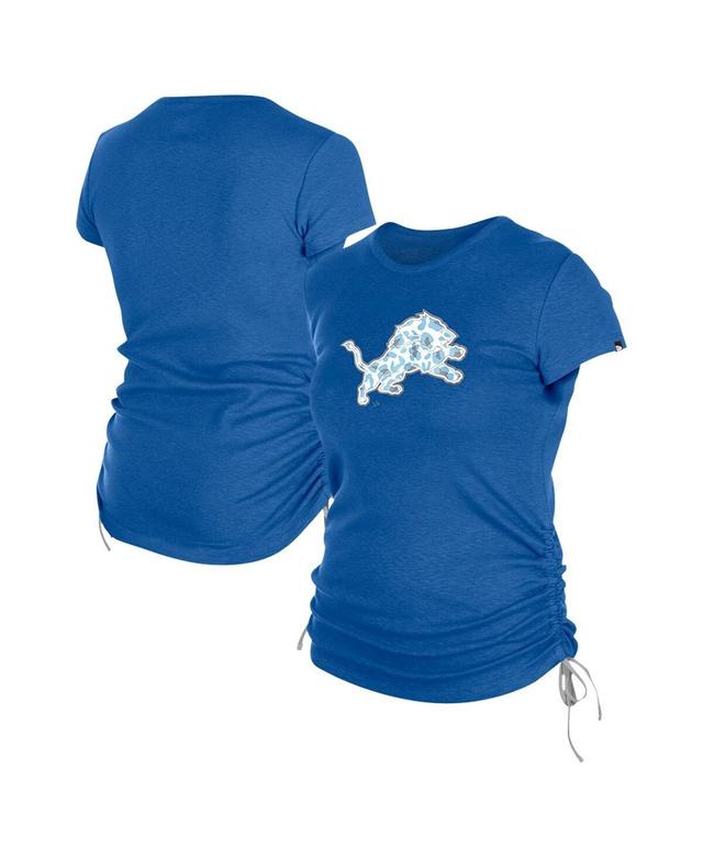 New Era Womens Blue Detroit Lions Ruched Side T-Shirt Product Image