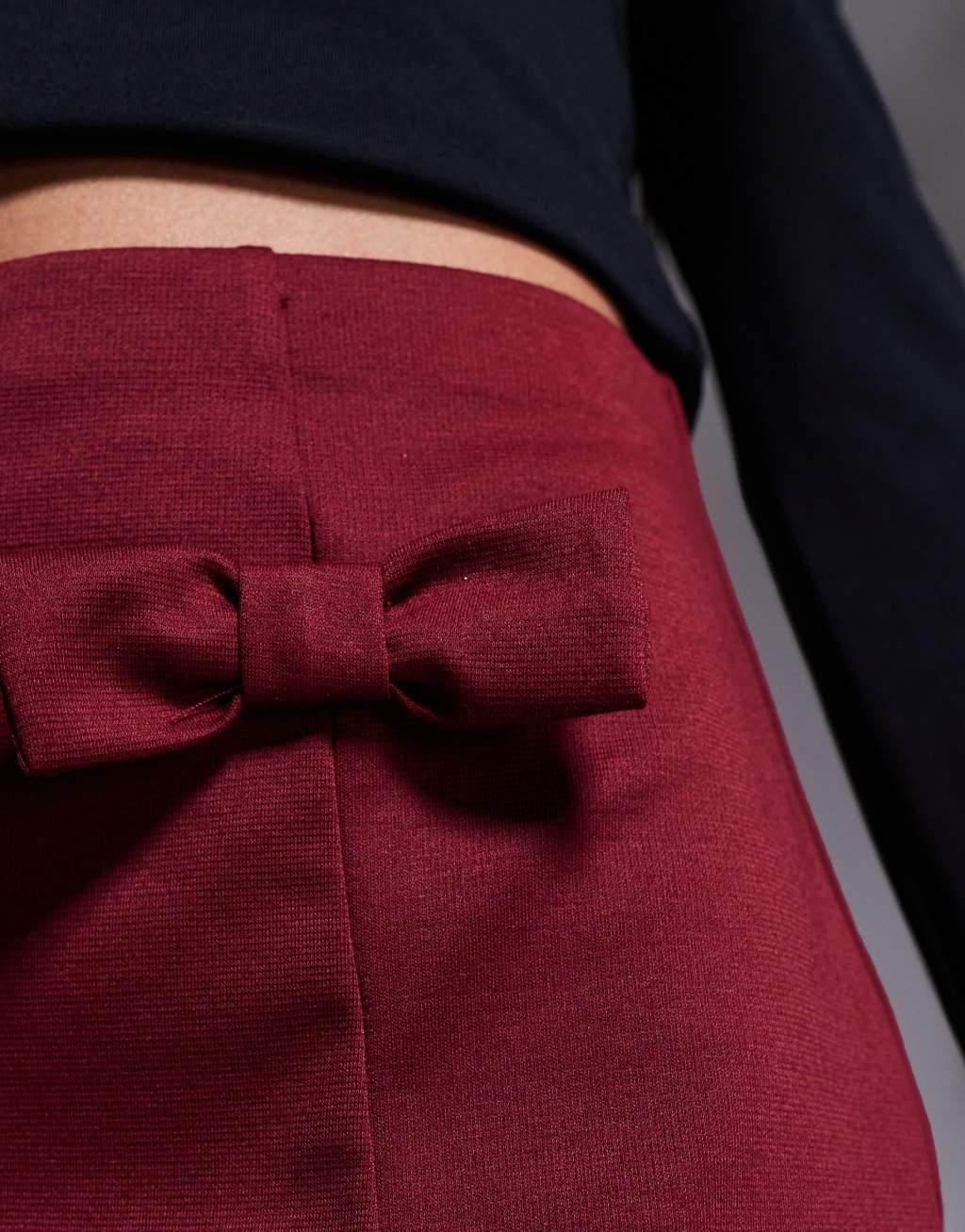 ASOS DESIGN a-line mini skirt with bow details in burgundy Product Image